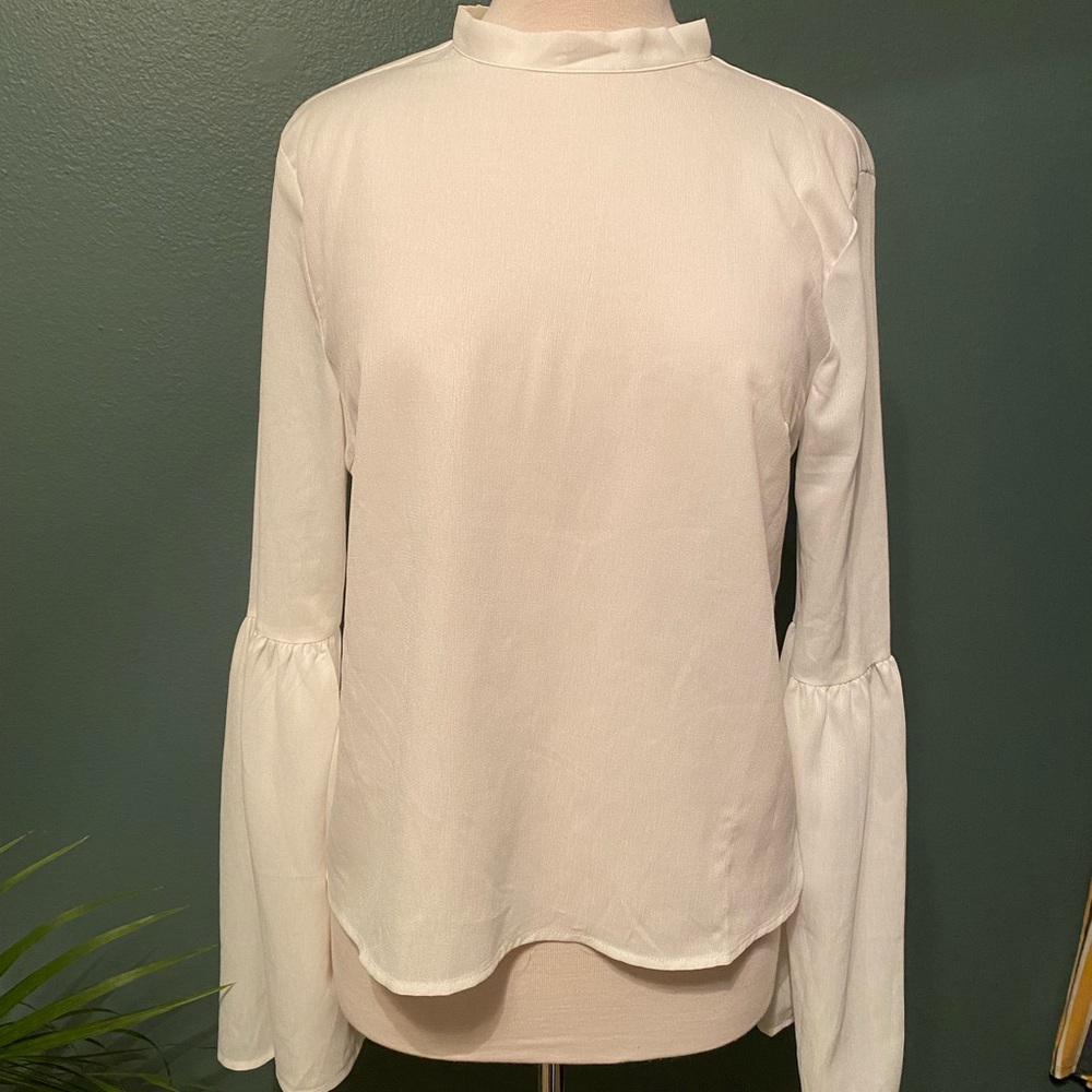 White Bell/Flared Sleeve Blouse
